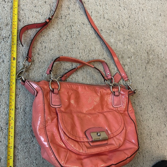 Coach “Kristen” pink patent Leather Shoulder Bag very good condition scuffs - Picture 12 of 16